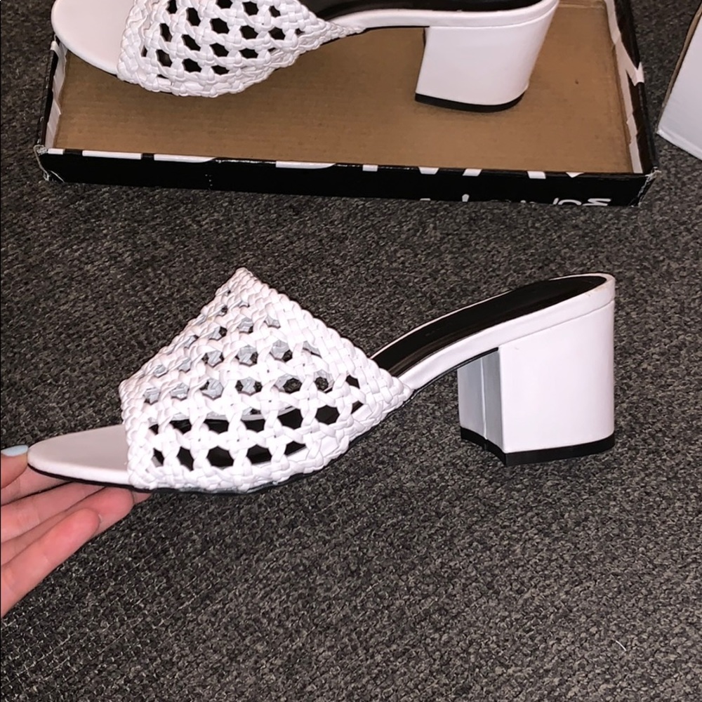 Brand new white mules